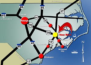 New Bern, NC Map